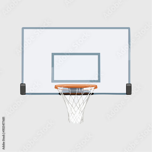 Illustration of a modern basketball hoop with a clear backboard and net, ready for a game