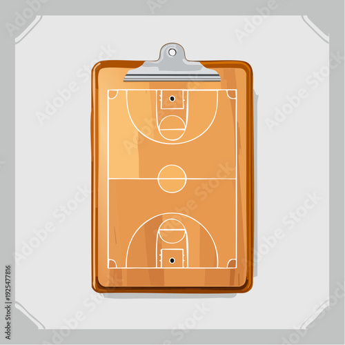 Basketball coaching clipboard with court layout for strategic game planning and sports instruction sessions