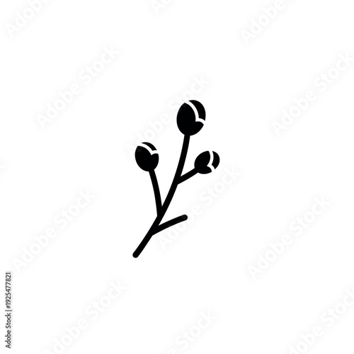Minimalist Botanical Branch with Three Buds.