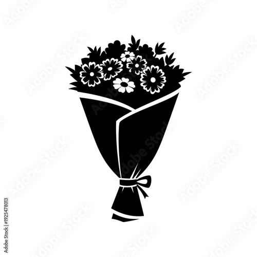 Silhouette of a beautiful flower bouquet.