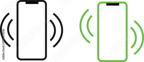 smartphone icons with signal waves  mobile phone symbols
