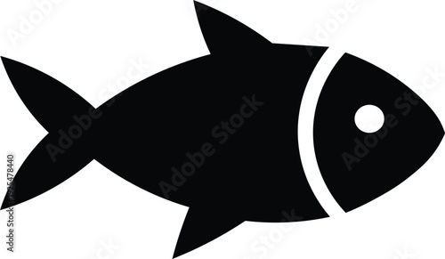 Black silhouette of a fish swimming to the right side