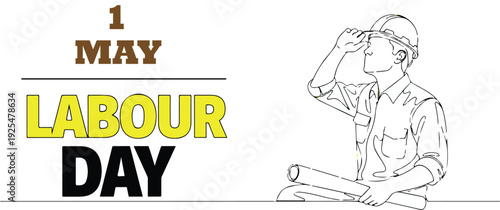 Labour day illustration with a worker wiping sweat on may 1st celebration