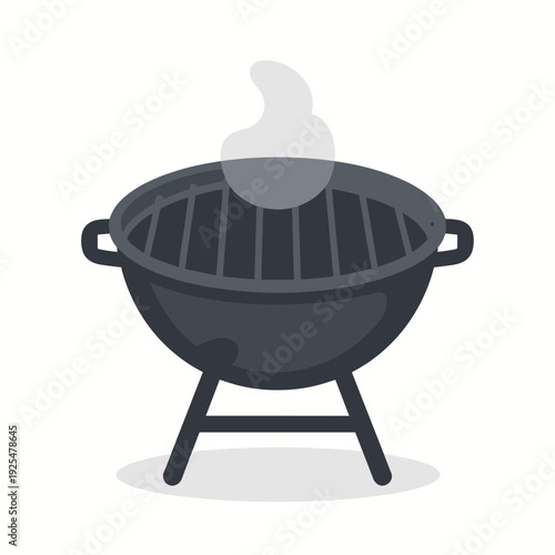 Charcoal grill with smoke rising from it is ready for grilling food outdoors