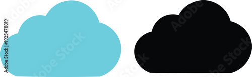 blue and black cloud shapes on white background