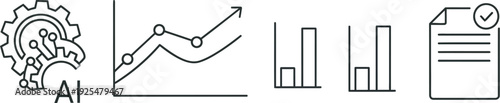 Artificial intelligence AI technology graph chart analysis business concept with gear cogwheel and documents