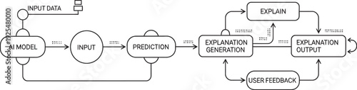 AI model workflow diagram with input data and user feedback