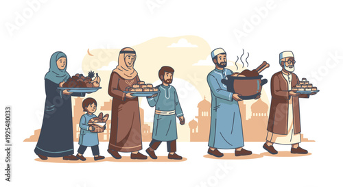 A diverse family sharing a meal together.