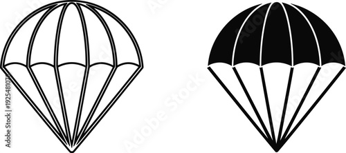 Parachute icon collection skydiving canopy silhouette vector illustration set