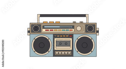 Retro boombox cassette player from the 1980s, a vintage portable audio device for music lovers
