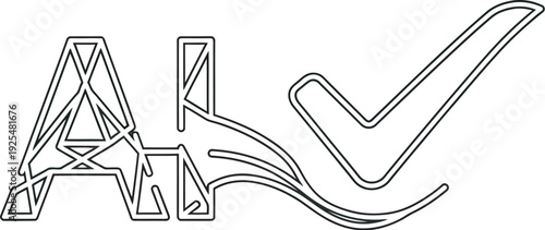 AI technology symbol with check mark