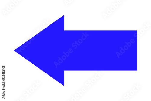 左向きシンプルデザインの青い矢印アイコン素材