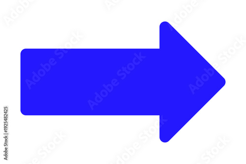 右向きシンプルデザインの青矢印アイコン素材