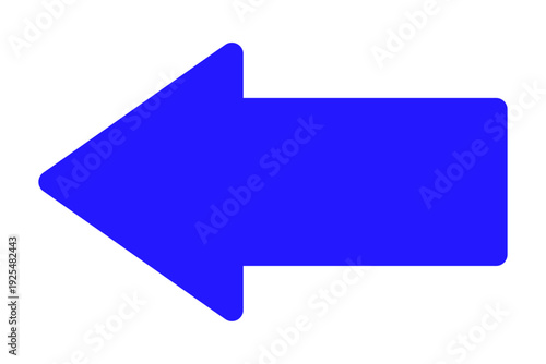 左向きシンプルデザインの青い矢印アイコン素材