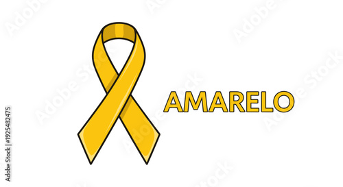 A yellow awareness ribbon icon with the word Amarelo in a modern design