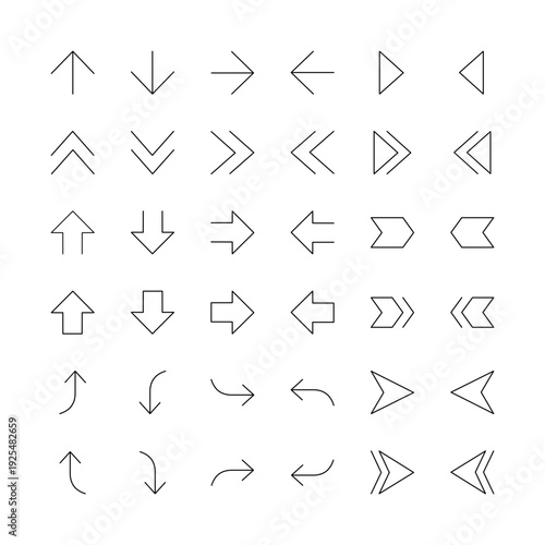 タイトル : シンプルな矢印アイコン 36個セット【24px・細線タイプ】 ウェブ・資料作成用 ベクター素材（SVG）