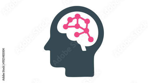 Minimalist brain with neural network: modern cognitive health vector illustration
