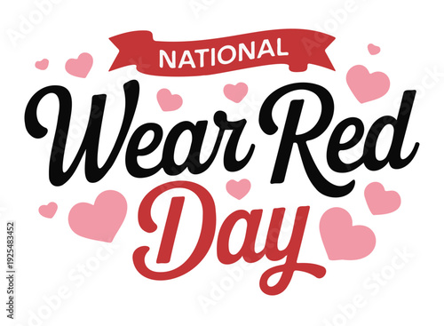 National Wear Red Day Heart Illustration Vector on a White Background