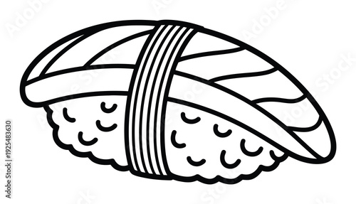 Simple Line of a Salmon Nigiri Sushi