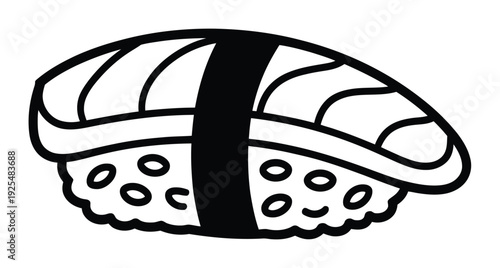 Simple Line Sushi Nigiri with Salmon Topping