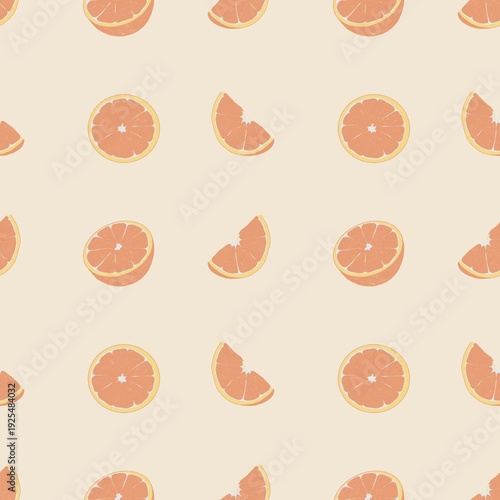 Seamless Orange Citrus Pattern in Hand Drawn Botanical Kitchen Style