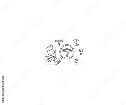 Female healthcare line icon. Hormone health and pcos medical symbol