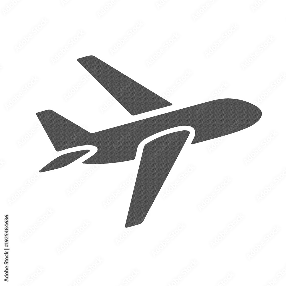 Obraz premium Airplane Flight Travel Icon in Minimal Flat Gray Style Isolated on White Background