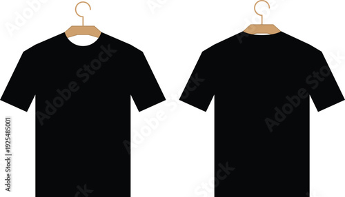 Two black t shirts on hangers