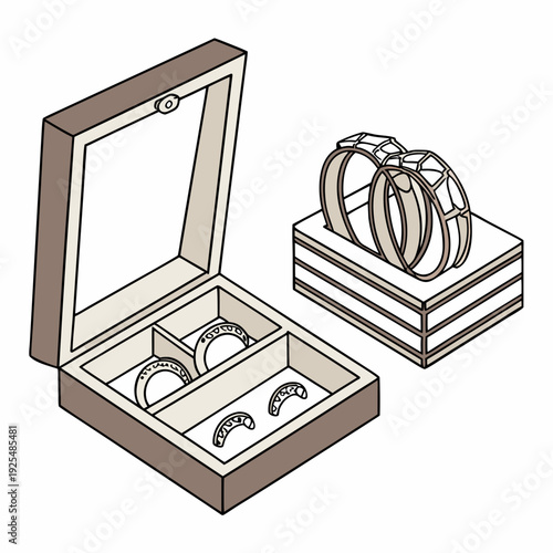 Jewelry box with bracelets and earrings
