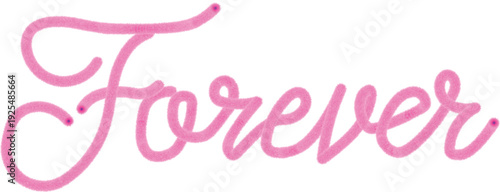 Pink cursive forever word in elegant handwritten script font