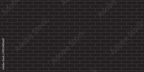 black brick wall texture, seamless cladding pattern for interior decoration, kitchen backsplash, plastic panel, building outdoor design. Abstract minimal background, vector eps 10