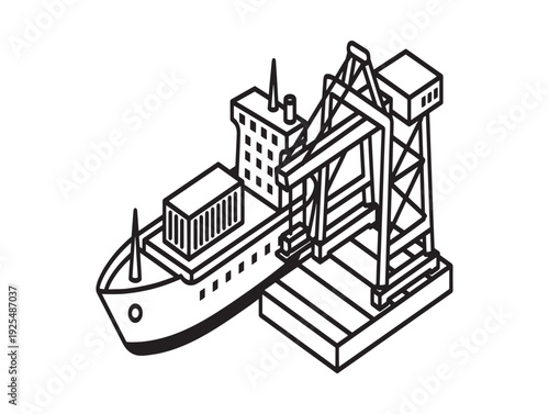 Container ship loading at dockside crane facility