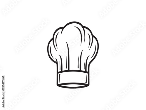 Simple line drawing of a chef's hat on a white background