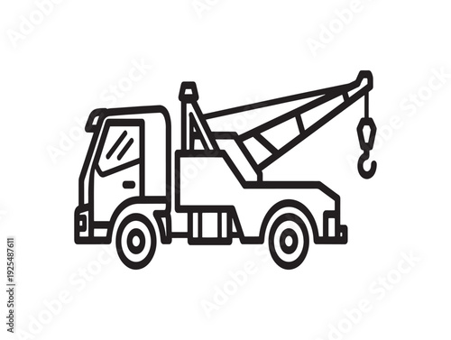 Tow truck with a hook and chain lifting equipment