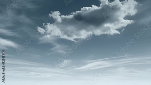 Dramatic Cumulus Cloud Formation Against a Wispy Sky