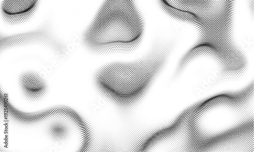 Dynamic ripple halftone mesh pattern with black and white gradient effects perfect for modern abstract vector backgrounds motion graphics or
