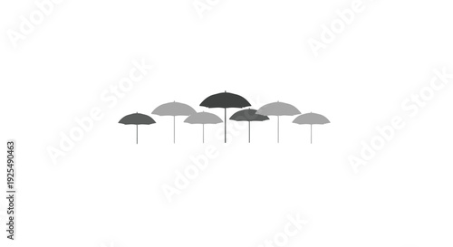 Group of Umbrellas in a Minimal Beach Scene