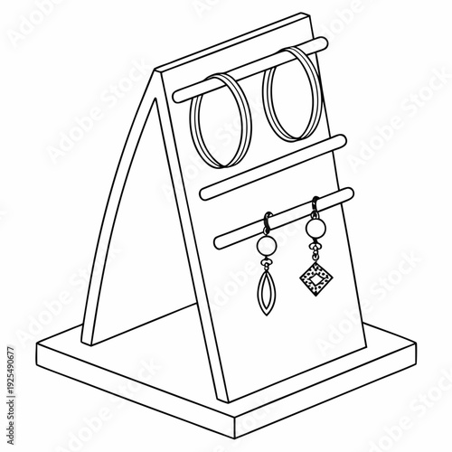 A display stand with two pairs of earrings