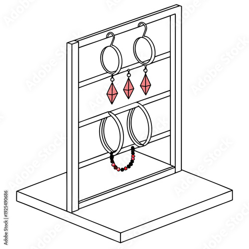 A display rack with earrings on it