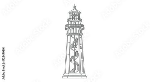Lighthouse with internal spiral staircase and balcony