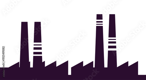 Industrial factory skyline with smokestacks and industrial buildings