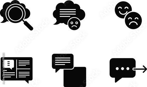 Collection of icons representing various communication and thought processes