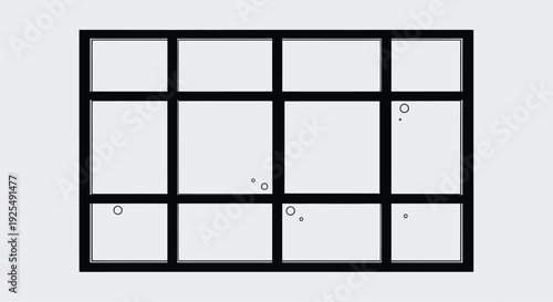 Large grid window with water droplets in each pane