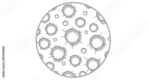 Microscopic view of circular cells with nuclei and spikes