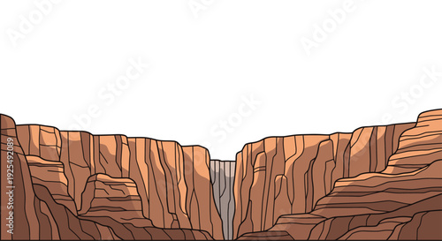Desert Canyon Cliff Wall with Narrow V-shaped Crevasse