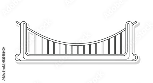 Suspended Cable Bridge with Curved Deck