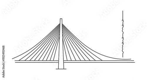 Cable Stayed Bridge with Tower and Suspension Cables