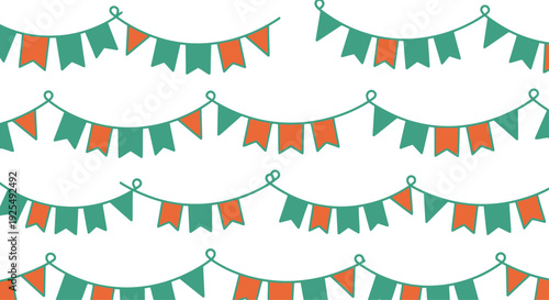 Decorative Festive Garlands with teal and orange triangles