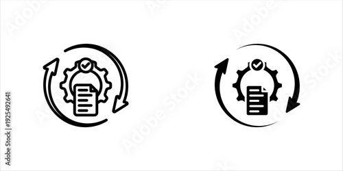 Processes icon set multiple style collection, vector illustration