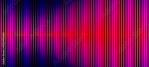 3d transparent ribbed glass background with refraction and holographic effect. Reeded glass with rainbow gradient. Render of corrugated wall with overlay reflection light on dark.